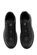 Male Black Lace-Up Thick-Soled Leather Sneaker | Derimod