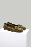 Haki Süet Kadın Deri Loafer | Derimod