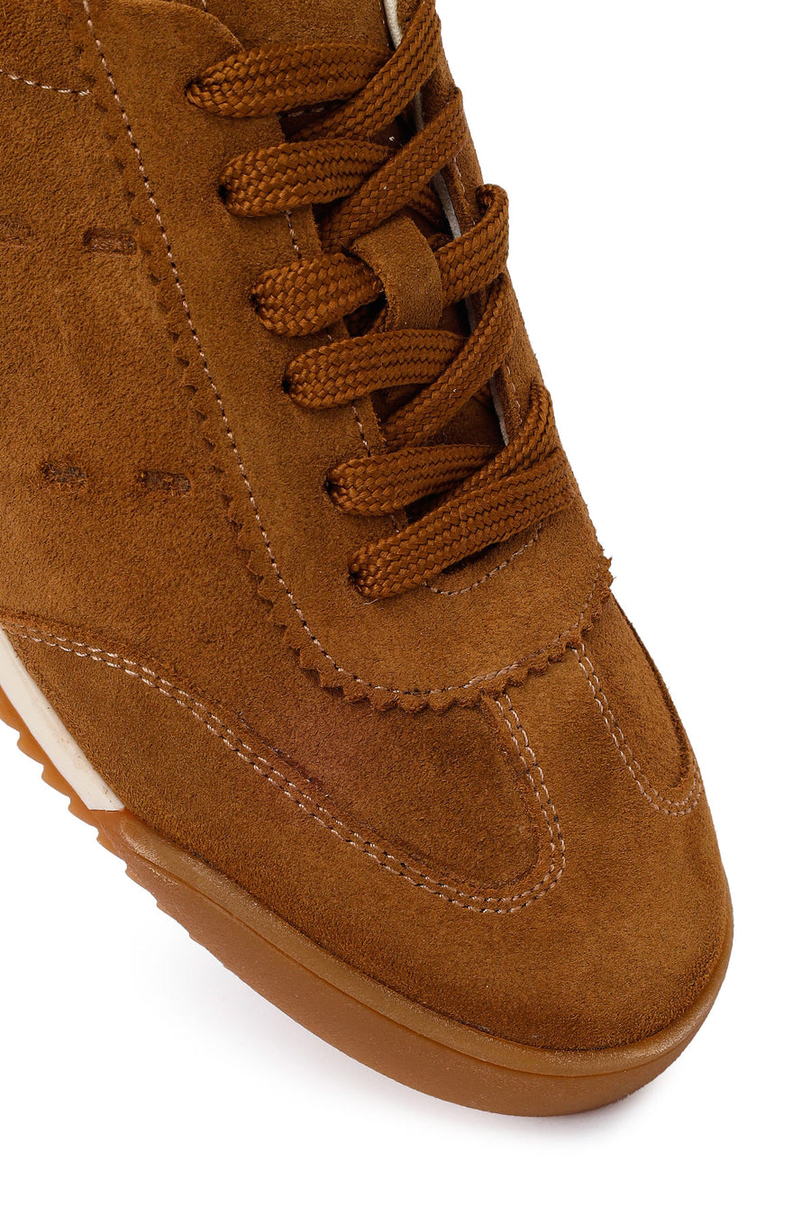 Kadın Taba Bağcıklı Süet Deri Sneaker