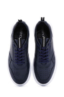 Men's Navy Blue Leather Sneaker | Derimod