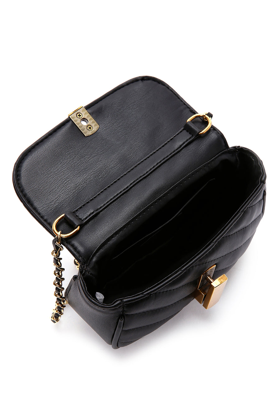 Women's Black Long Strap Quilted Crossbody Bag