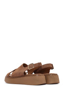 Women's Powder Ankle Buckle Thick Soled Suede Leather Comfort Sandals | Derimod
