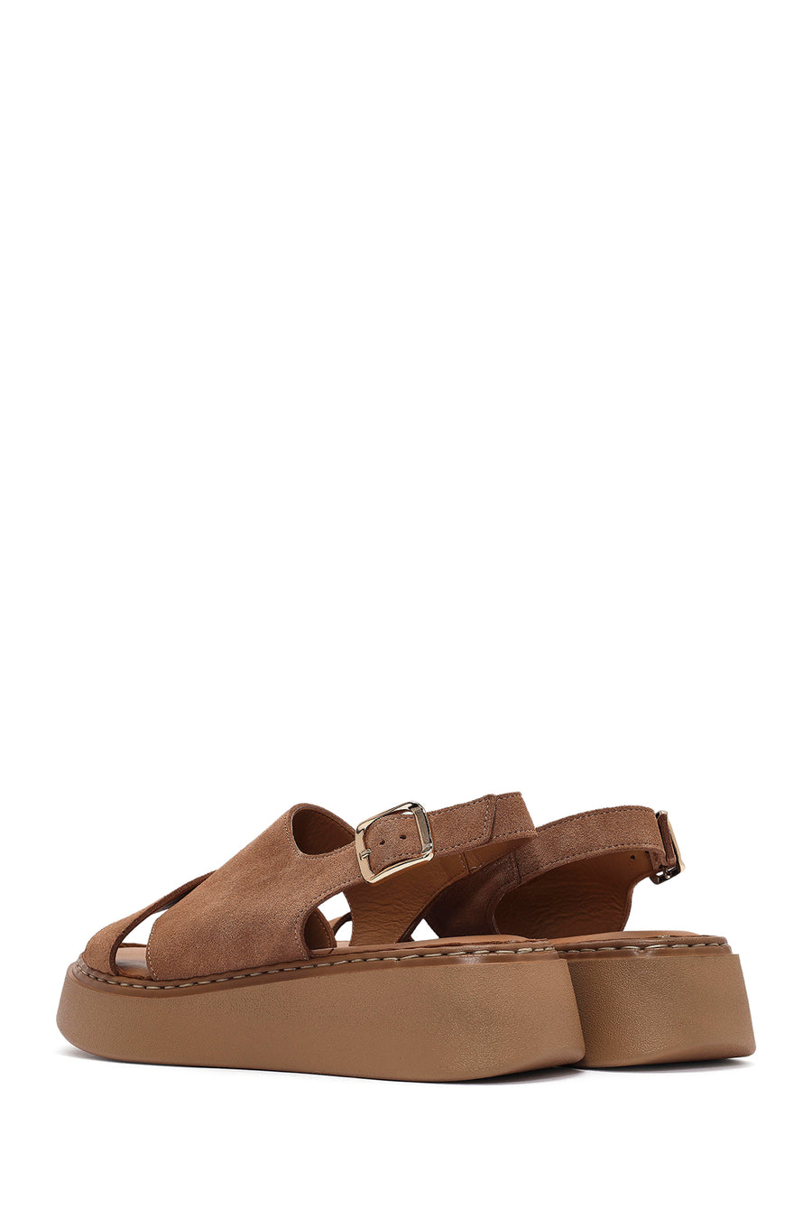 Women's Powder Ankle Buckle Thick Soled Suede Leather Comfort Sandals