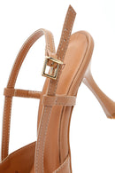 Women's Pink Open-Back Heeled Leather Shoes | Derimod