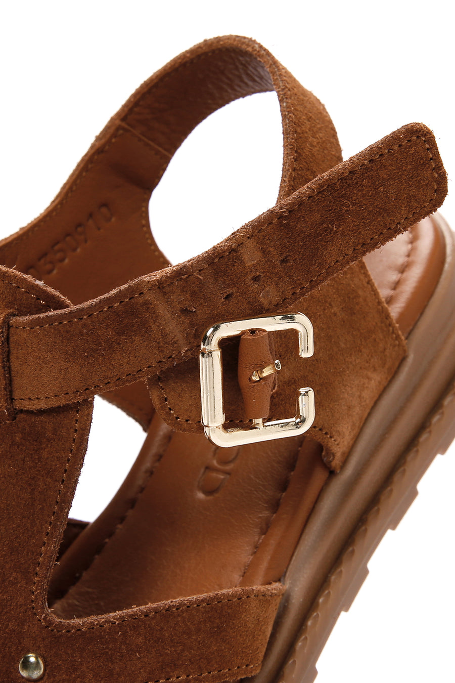 Women's Tan Ankle Strap Suede Leather Sandals