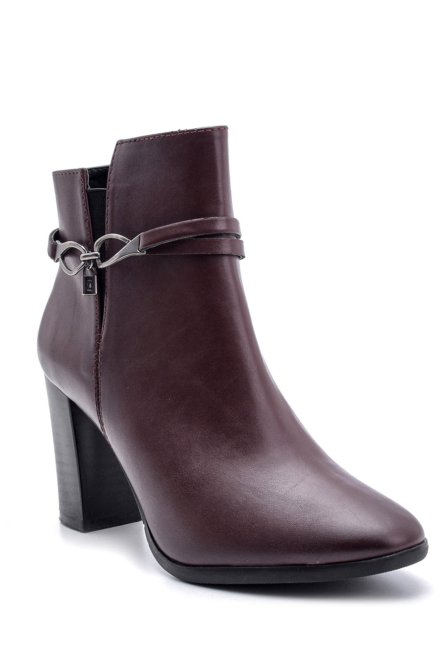 Women's Buckle Detailed Heeled Boots