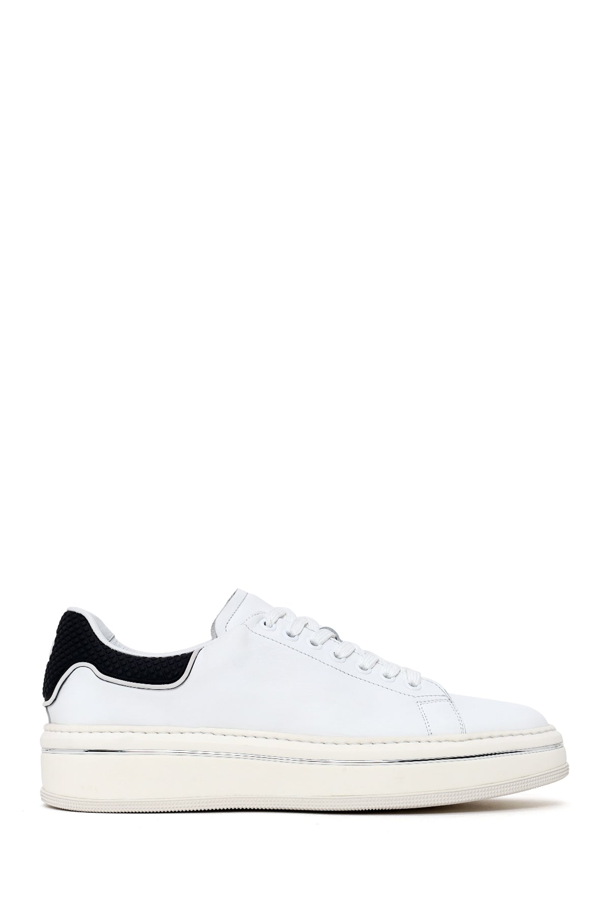 Erkek Beyaz Bağcıklı Kalın Tabanlı Deri Sneaker 26SFD611318 | Derimod