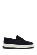 Men's Navy Blue Suede Leather Casual Loafer | Derimod