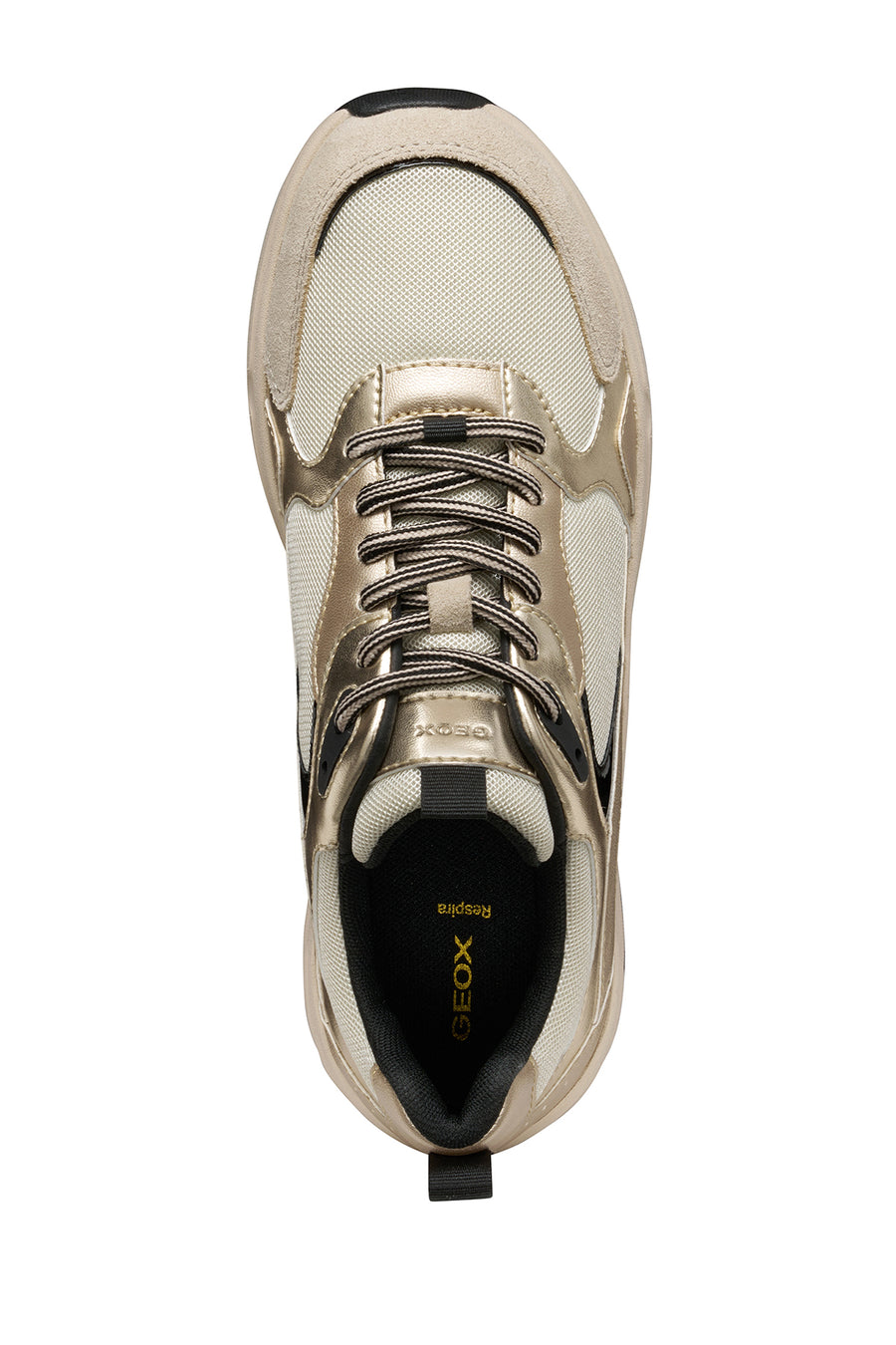Geox Women Beige D Zarvıa A - Mesh+Pearl.Gbk Lace-Up Thick Sole Leather Sneaker