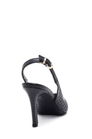 Women's Black Leather Braided Stiletto | Derimod