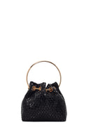 Women's Black Long Chain Strap Stone-Embellished Mini Evening Bag | Derimod
