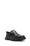 Men's Black Leather Casual Sandals | Derimod