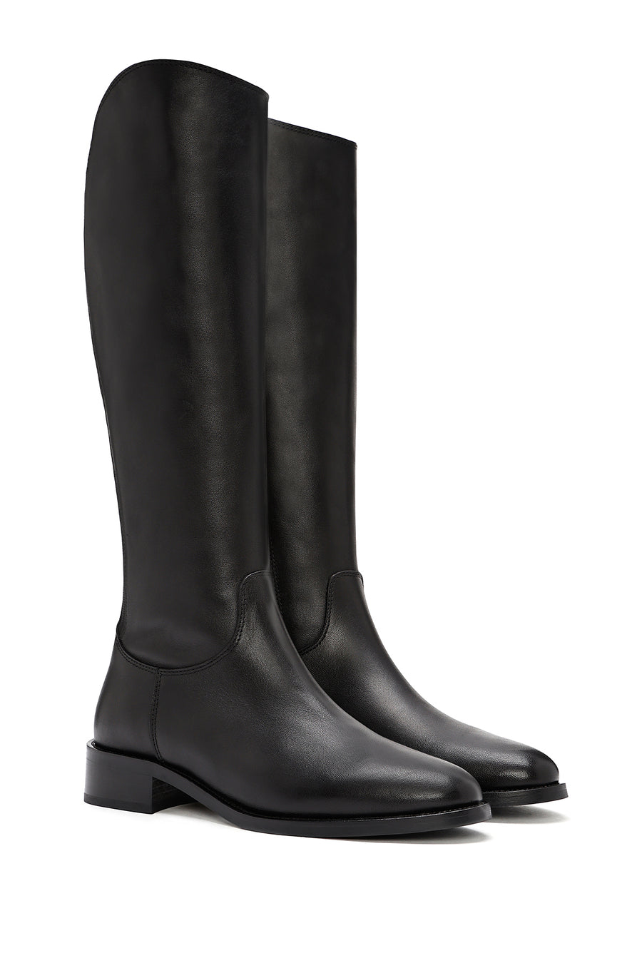 Women's Black Zippered Leather Boots