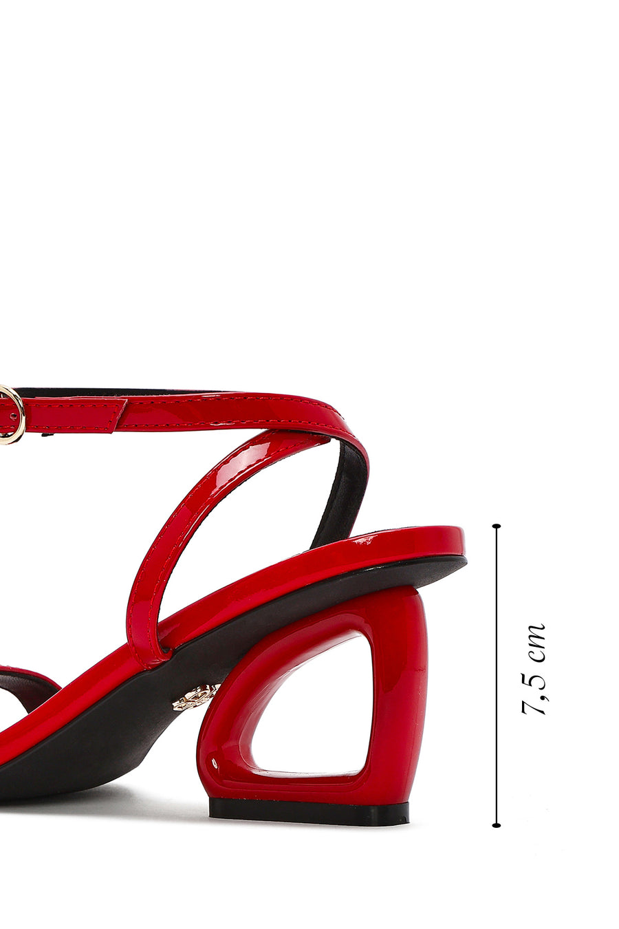 Women's Red Ankle Buckle Heeled Sandals