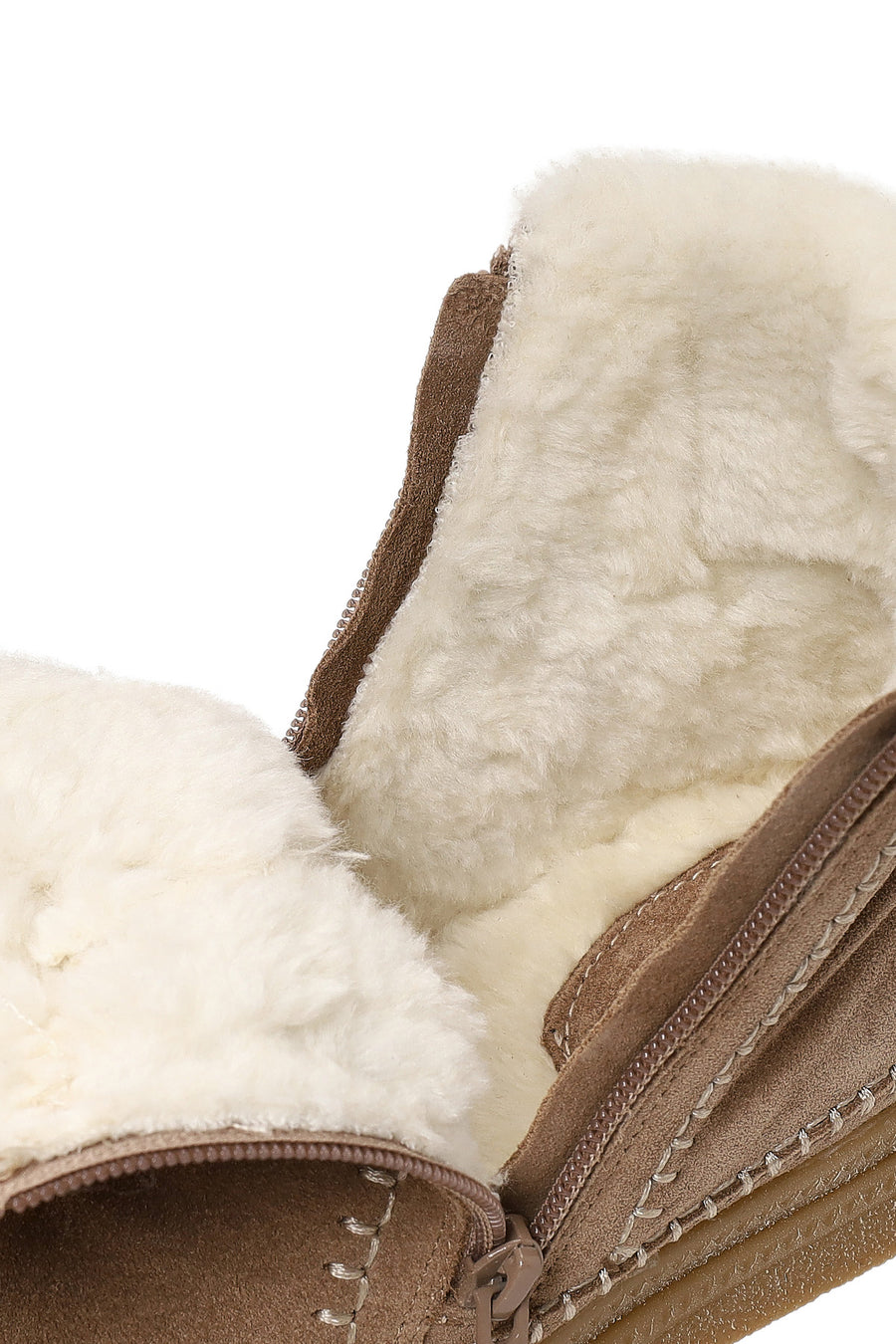 Woman Mink Zip Closure Thick-Soled Suede Teddy Boots