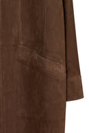 Madrid Woman Brown Long Suede Trench Coat | Derimod