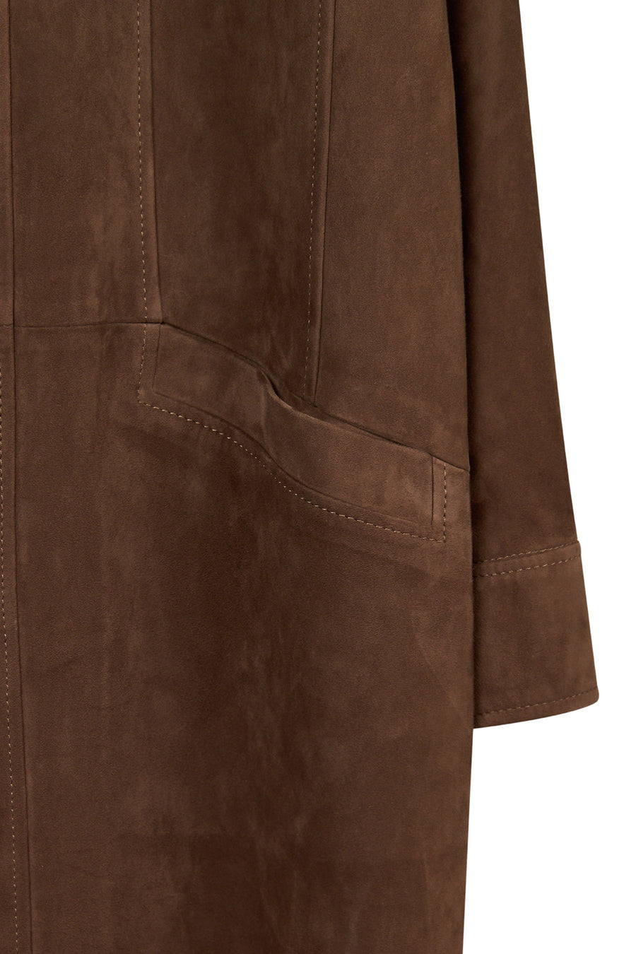 Madrid Woman Brown Long Suede Trench Coat