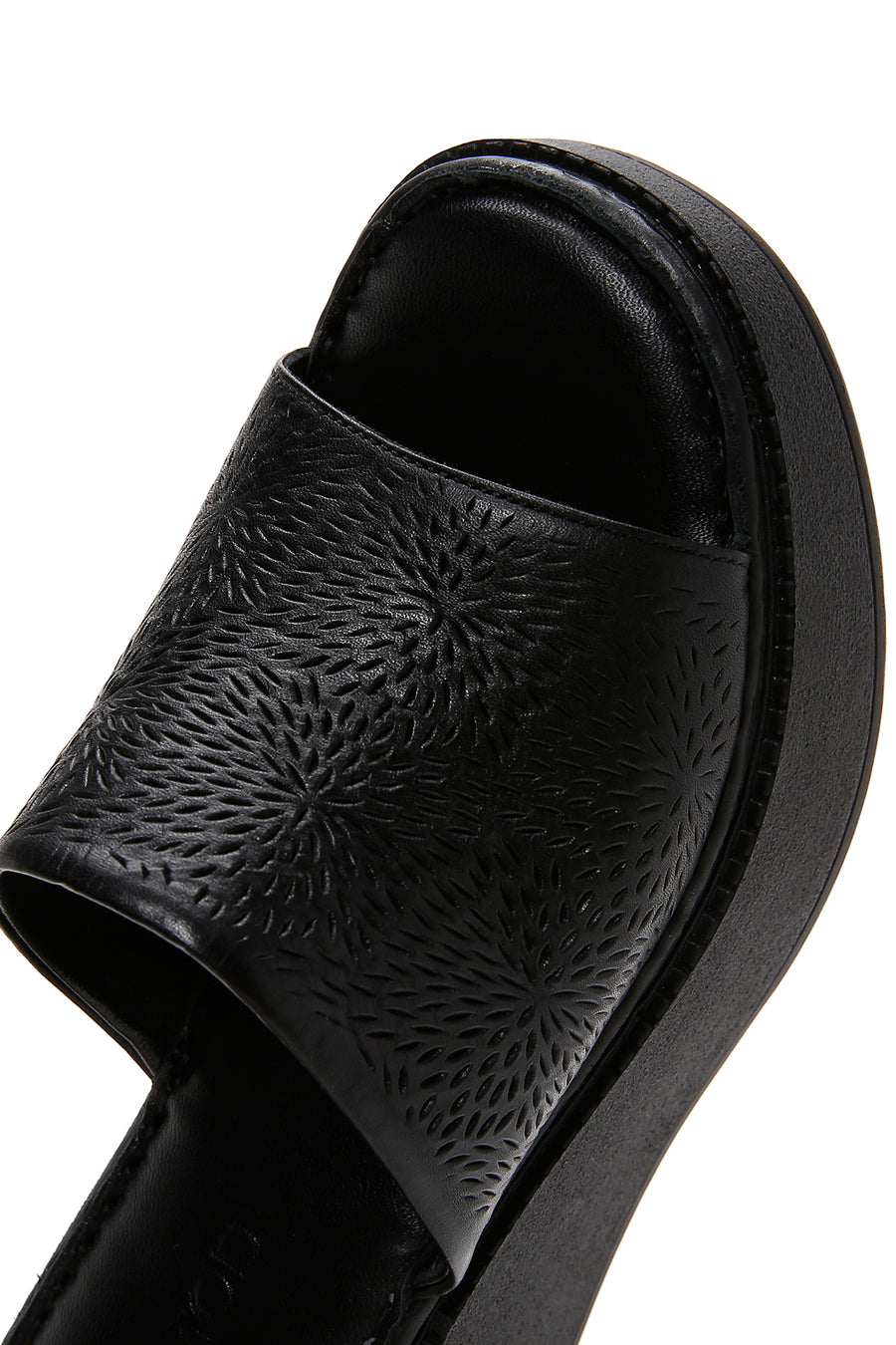 Women's Black Wedge Heeled Leather Comfort Slippers