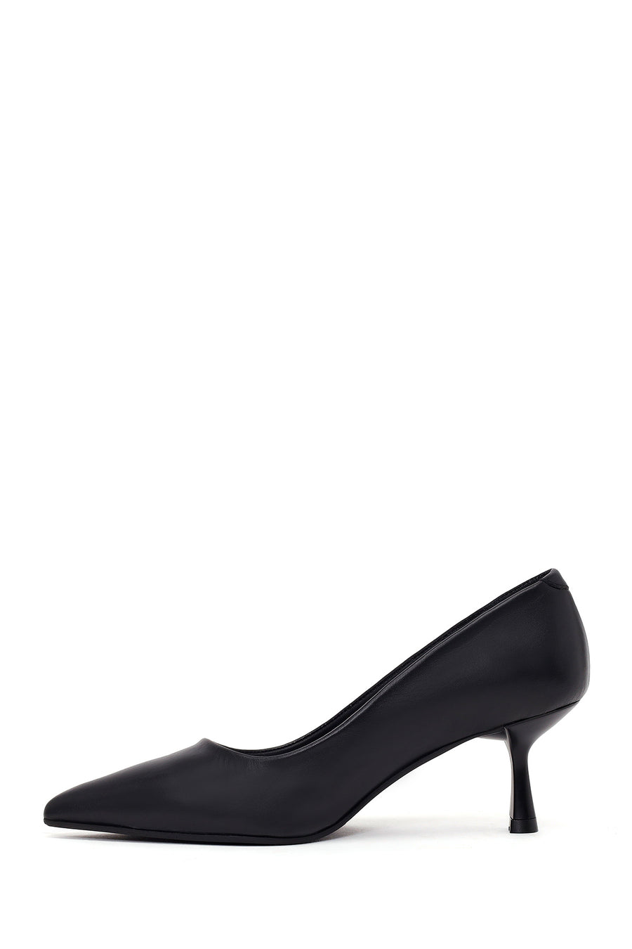 Woman Black Thin-Heeled Leather Stiletto