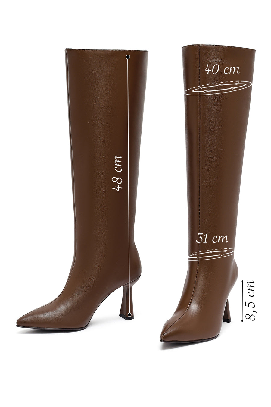Woman Brown High Heels Leather Boot