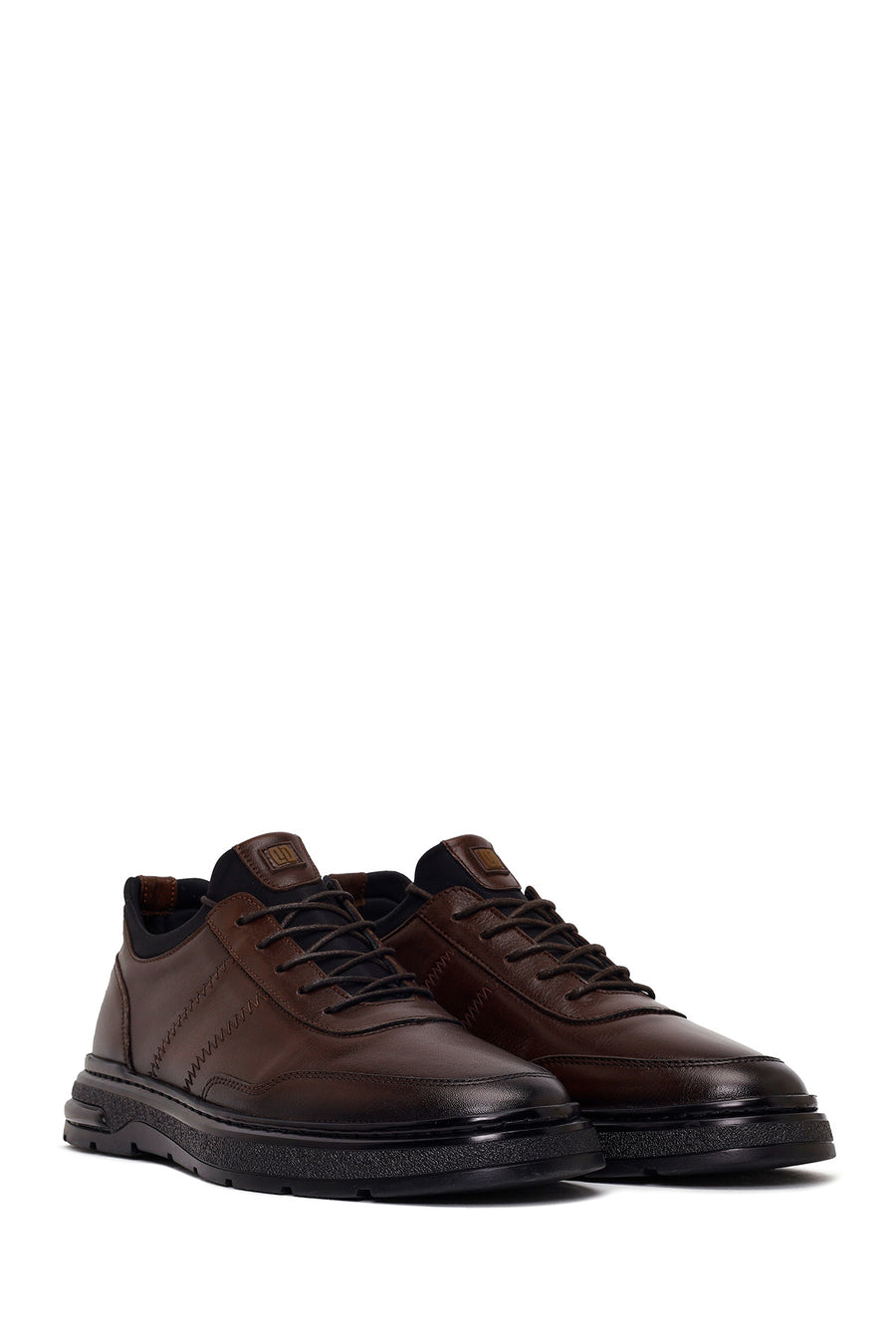 Male Brown Lace-Up Leather Sneaker