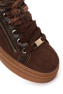 Woman Brown Lace-Up Thick-Soled Suede Leather Sneaker | Derimod