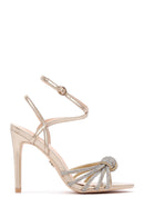 Women's Gold Stone Thin Heel Sandals | Derimod