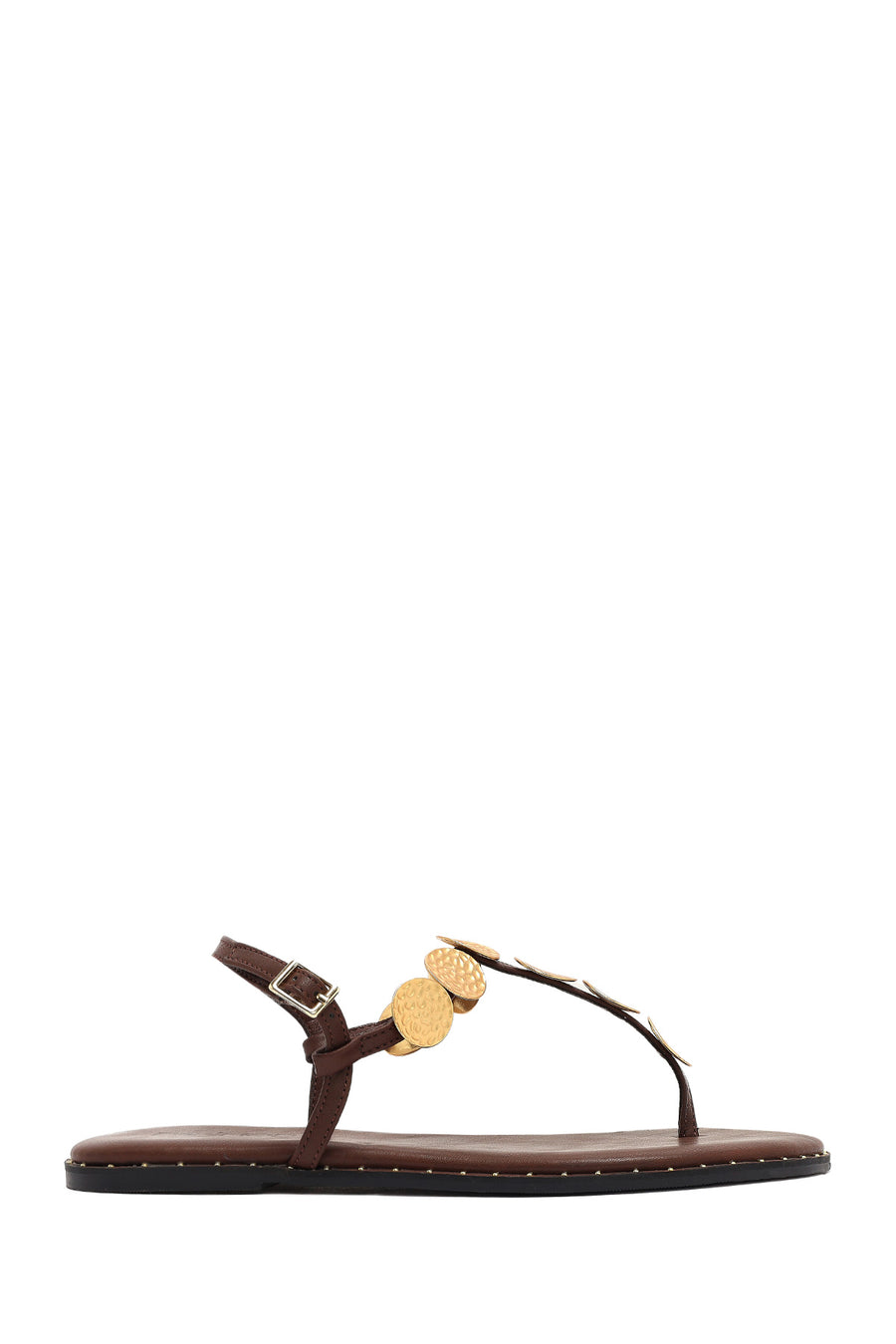 Women's Brown Metal Detailed Flip-Flop Sandals 26SFE480418 | Derimod