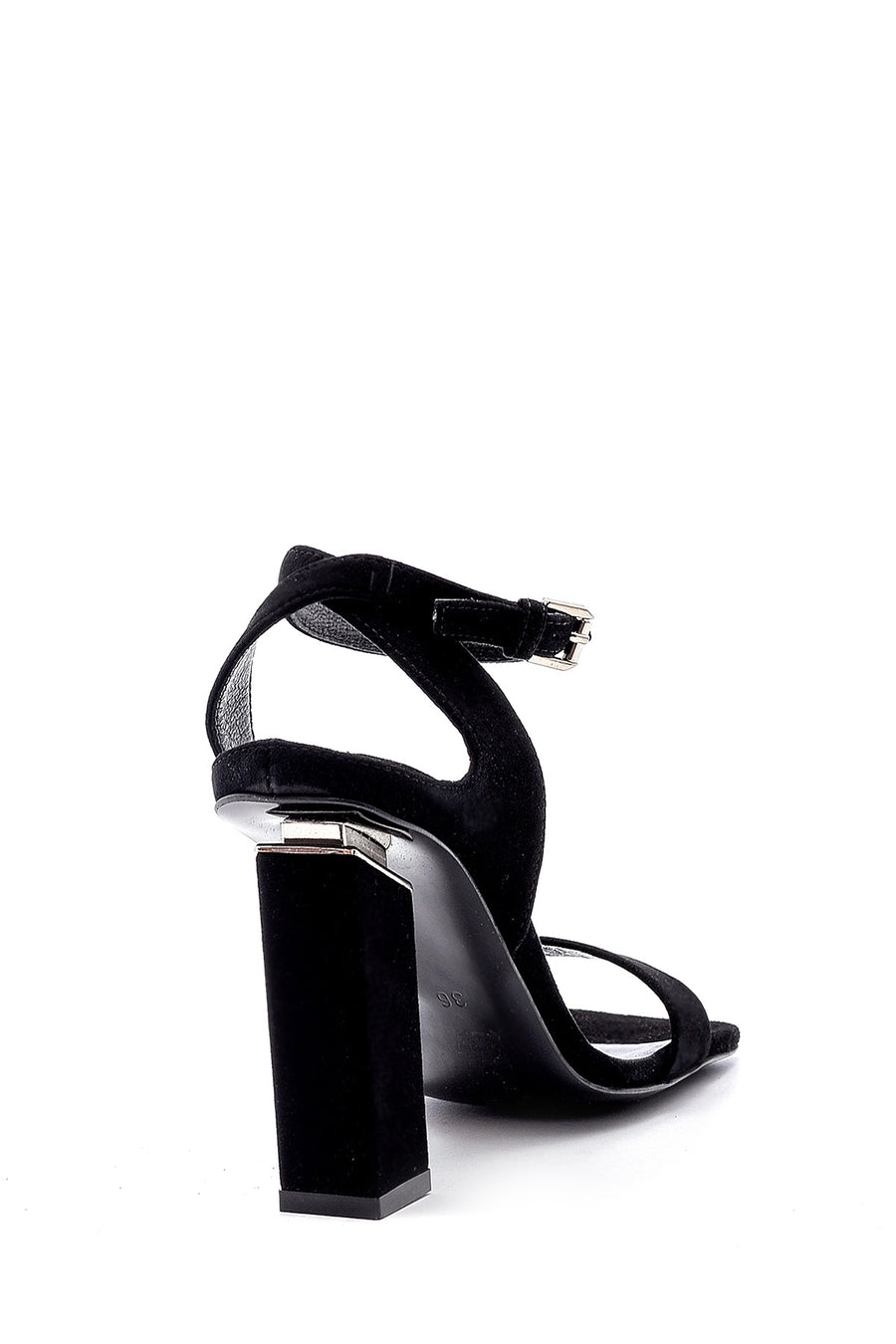 Women's Suede Heel Detailed Sandals