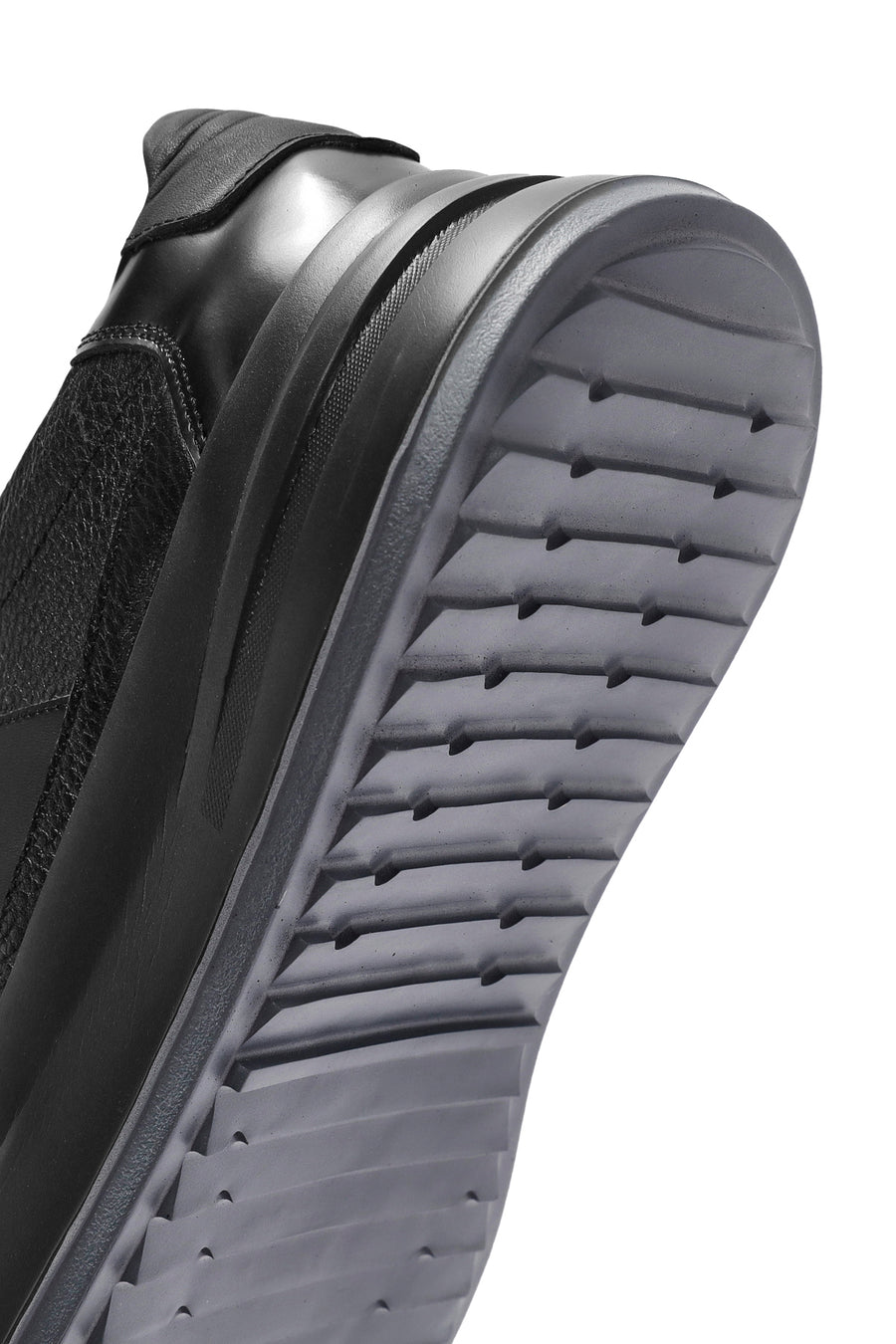 Erkek Siyah Bağcıklı Kalın Tabanlı Deri Sneaker