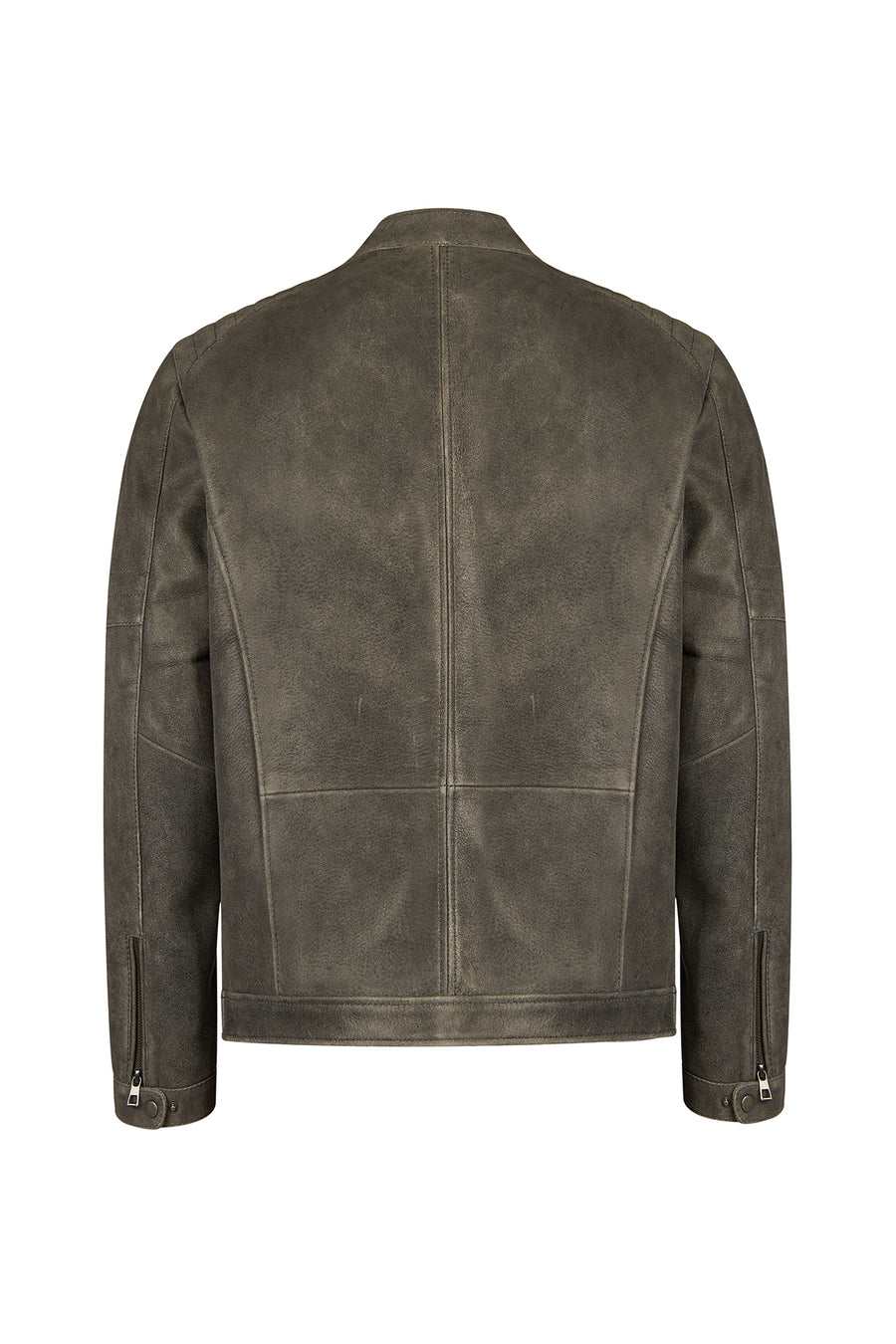 Dexter Male Gray Mandarin Collar Leather Jacket