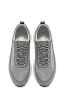 Men's Grey Lace-Up Thick-Sole Sneakers | Derimod