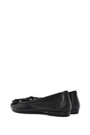 Women's Black Bowknot Leather Ballerinas | Derimod