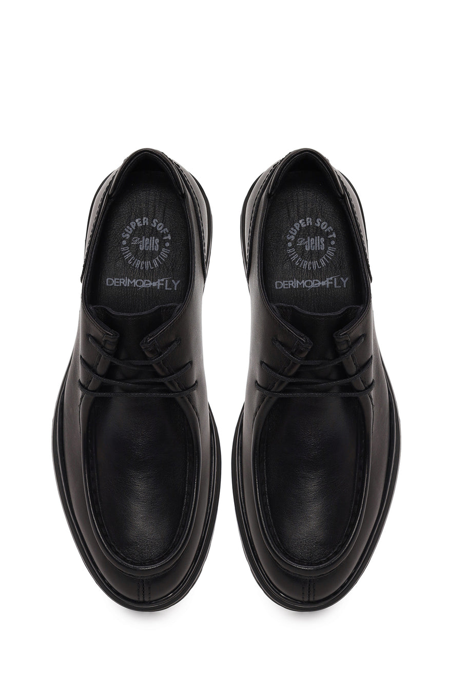 Derimod Fly Male Black Lace-Up Leather Casual Shoes