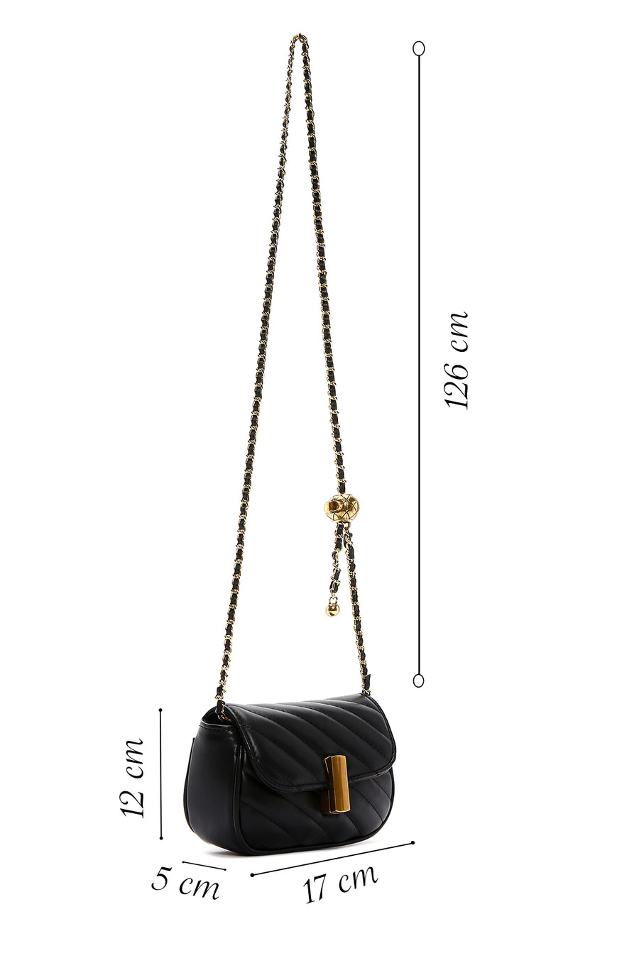 Women's Black Long Strap Quilted Crossbody Bag