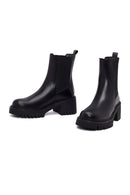 Woman Black Chunky-Heeled Leather Chelsea Boots | Derimod
