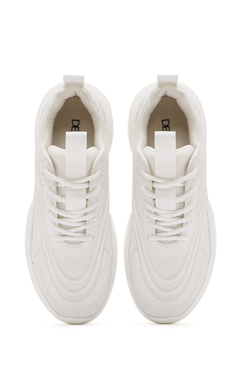 Kadın Beyaz Bağcıklı Kalın Tabanlı Sneaker