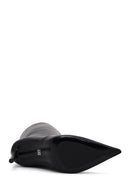 Woman Black High Thin Heeled Leather Boots | Derimod