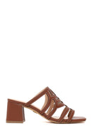 Woman Brown Chunky-Heel Slippers | Derimod