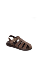 Woman Mink Ankle-Buckle Suede Leather Sandals | Derimod