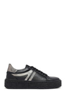 Kadın Siyah Bağcıklı Kalın Tabanlı Deri Sneaker | Derimod
