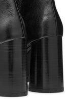 Geox Women's Black Teulada Zippered Thick Heel Leather Boots | Derimod