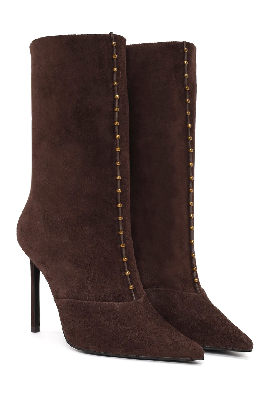 Woman Brown Short Thin-Heeled Suede Short Boots