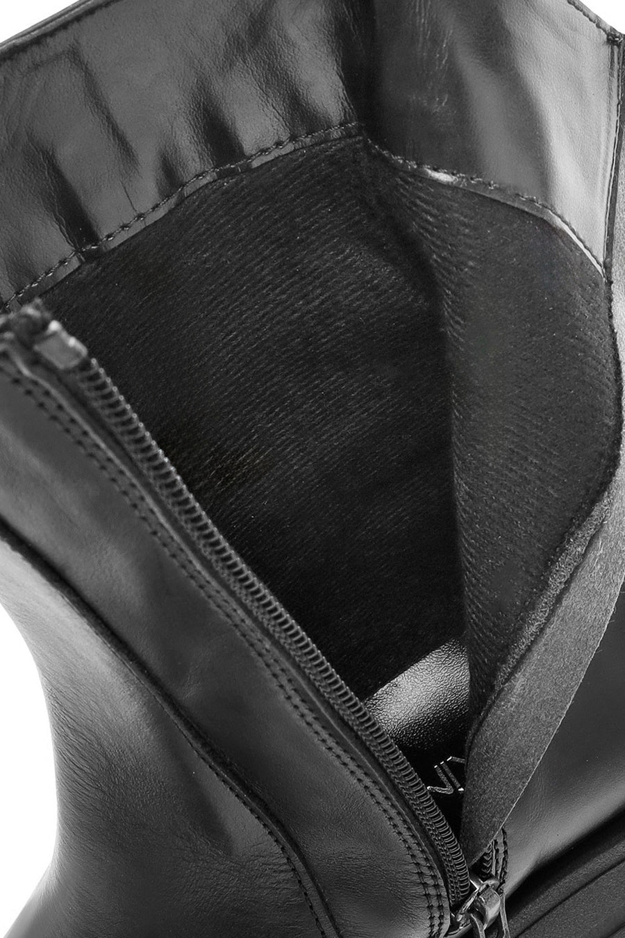Women's Black Zippered Leather Boots