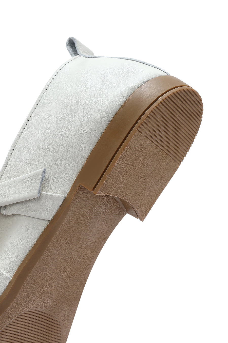 Women's White Buckled Leather Ballerinas