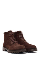 Male Brown Zip Closure Suede Boots | Derimod