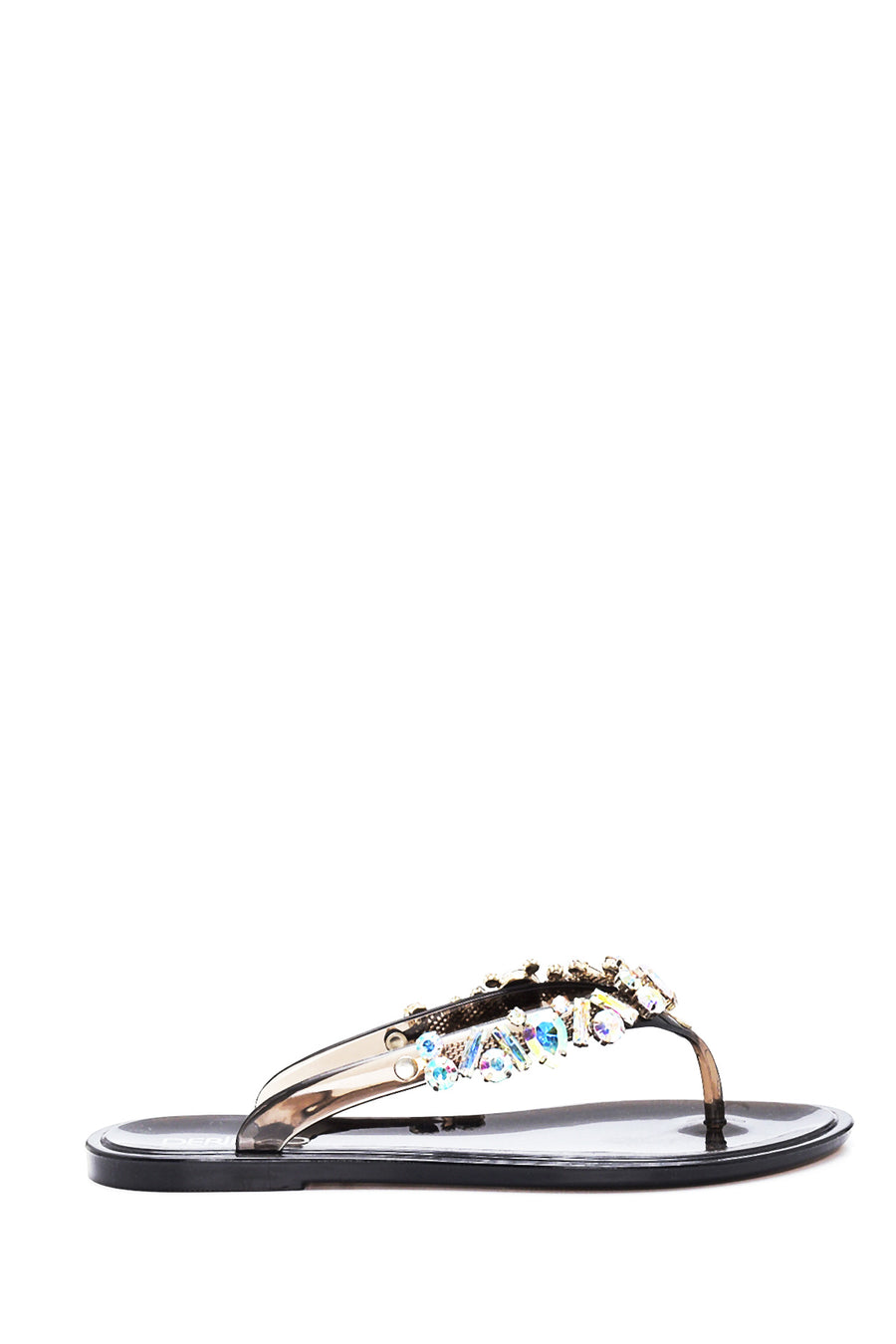 Women's Black Transparent Stone Flip Flops 22SFE4901PV | Derimod