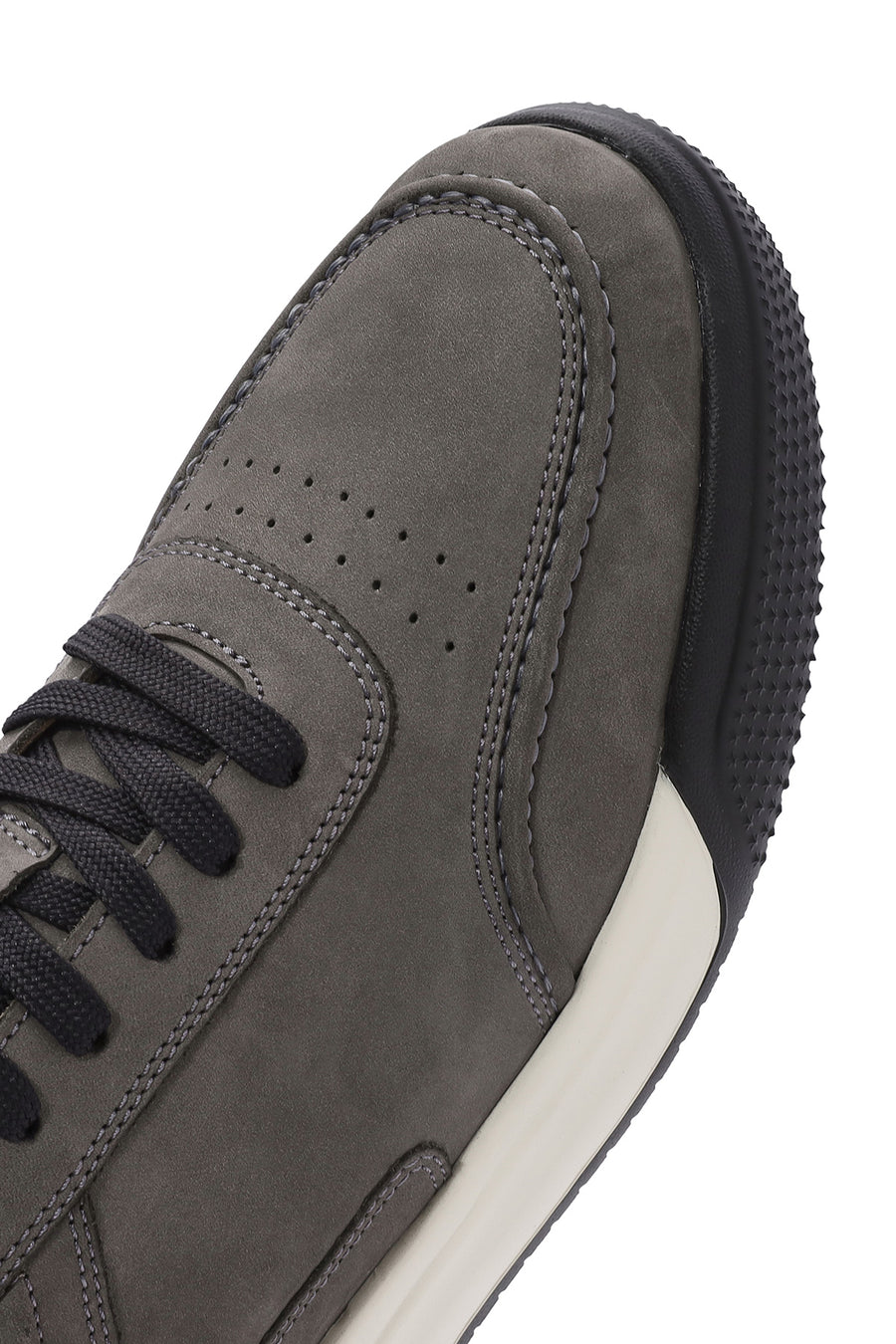 Male Gray Lace-up Nubuck Leather Sneaker