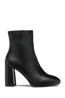 Geox Women's Black Teulada Zippered Thick Heel Leather Boots | Derimod