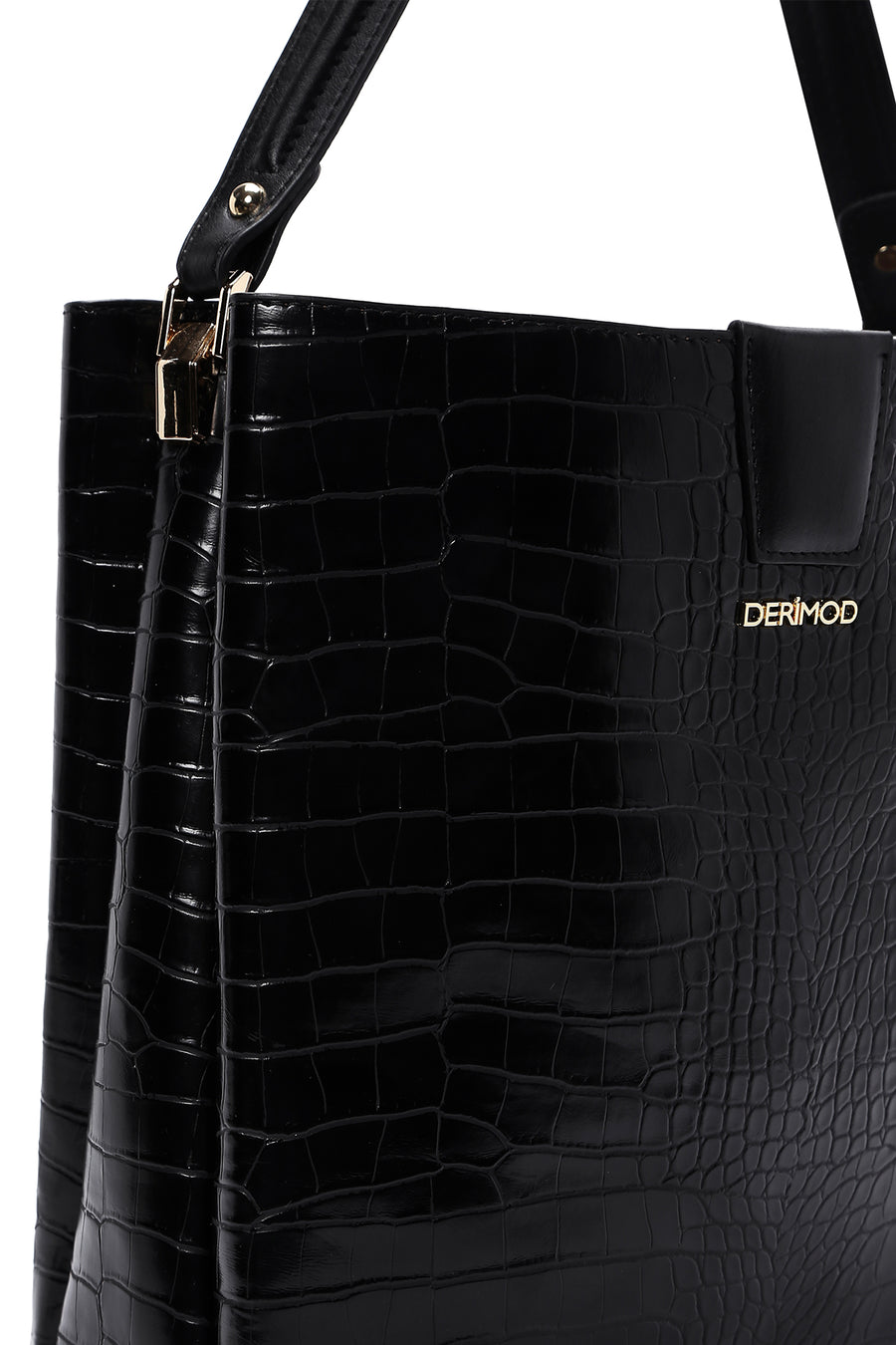 Women's Black Crocodile Cross Bag